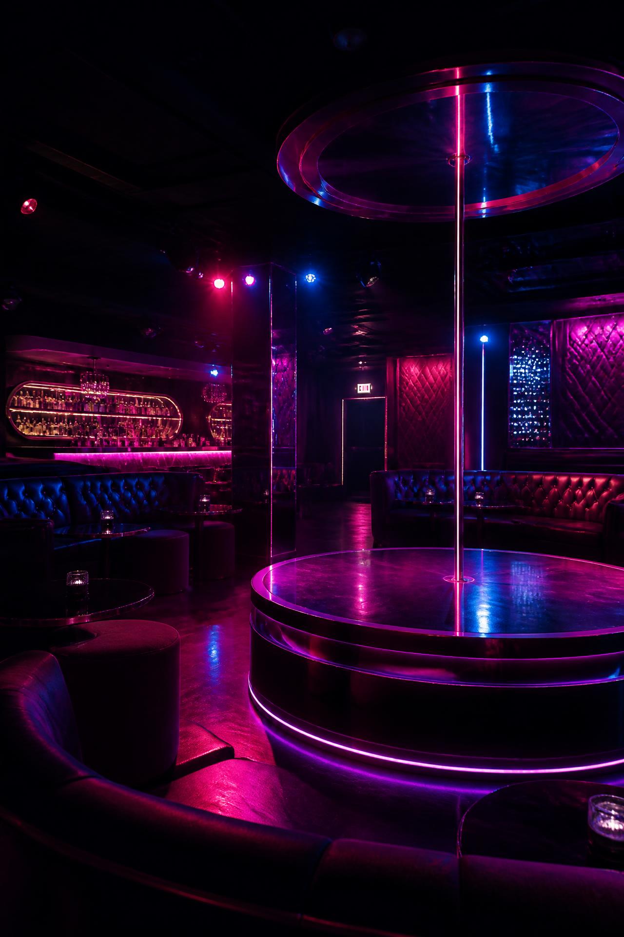 Pussy Cat Barcelona club interior with neon lighting